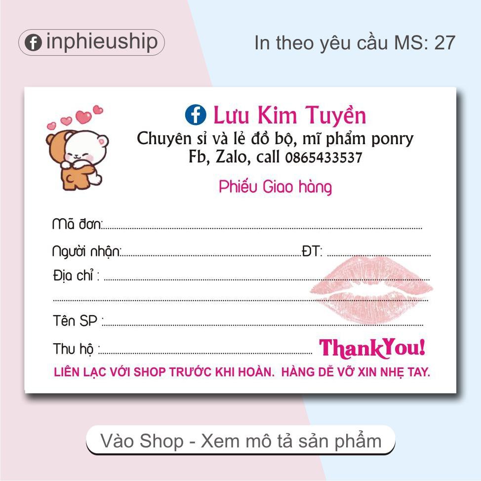 Phiếu giao hàng 400 tờ MS 27