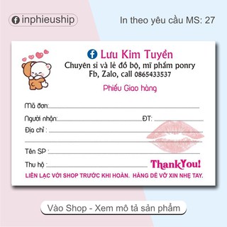 Phiếu giao hàng 400 tờ MS 27