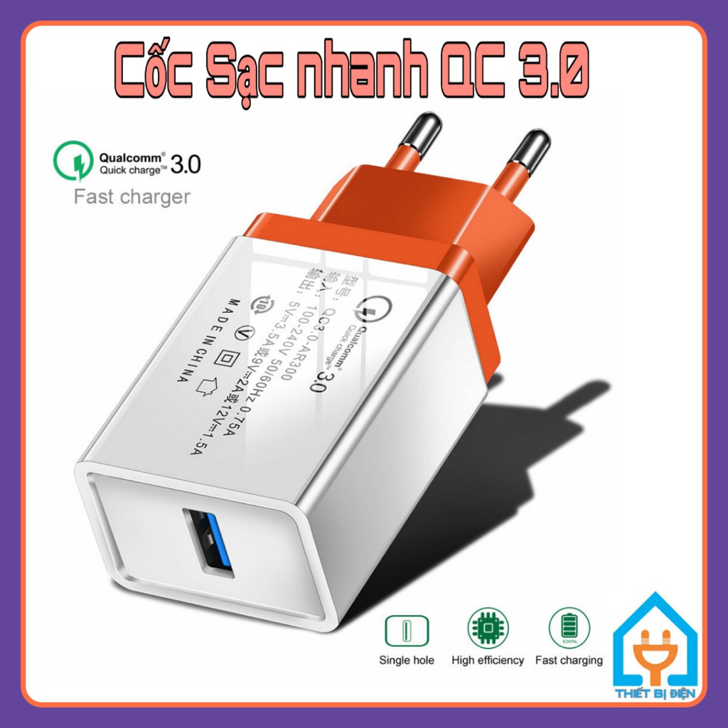 Củ sạc nhanh (cốc sạc nhanh) QC 3.0 18W - Qualcomm Quick Charge Adapter