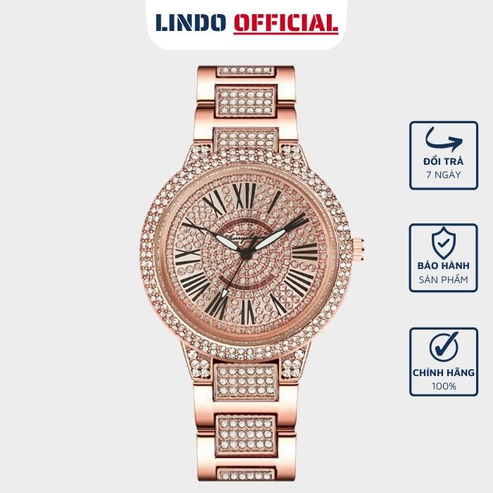 Đồng hồ nữ dây thép mặt đính đá D-ZINER NTD44 chính hãng cao cấp thời trang