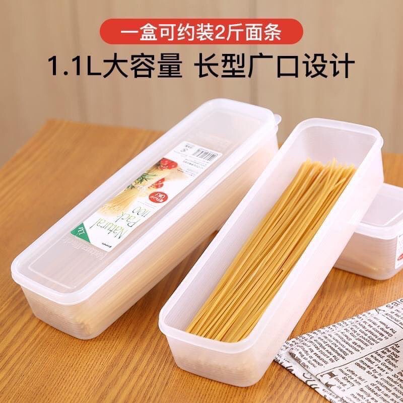 Hộp dài đựng mì ý, đũa, hành lá