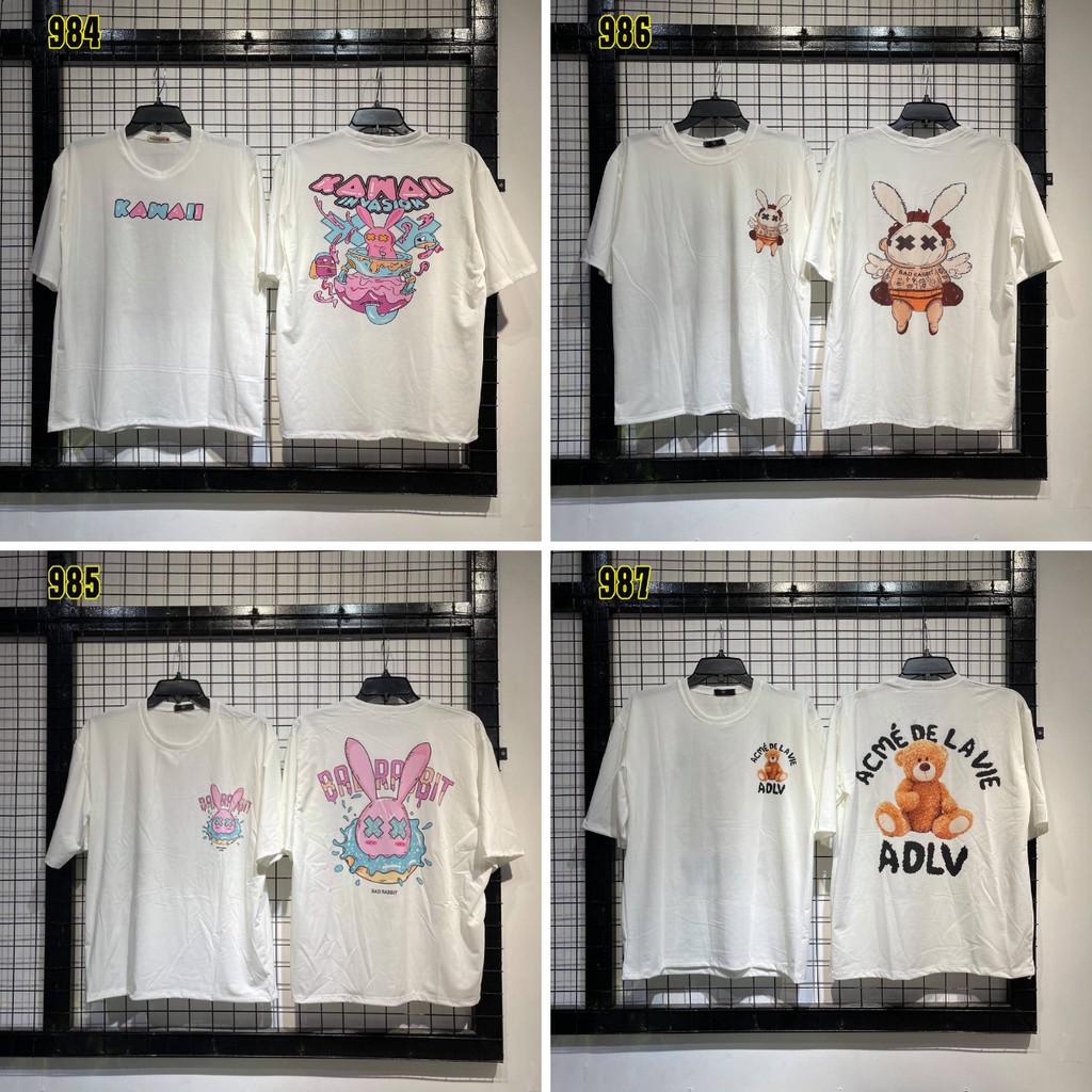 Áo thun tay ngắn unisex, áo phông tay lỡ nam nữ không phai màu, 65% cotton, free size 40-75kg, streetwear - yumi47store