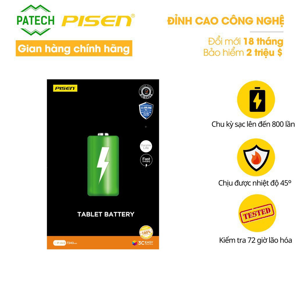 Pin Pisen IPad Air 1 / Air 2 / mini 2 / mini 4 / Pro(12.9 in) / Pro(10.5 in) / Pro(9.7 in) -  Hàng chính hãng