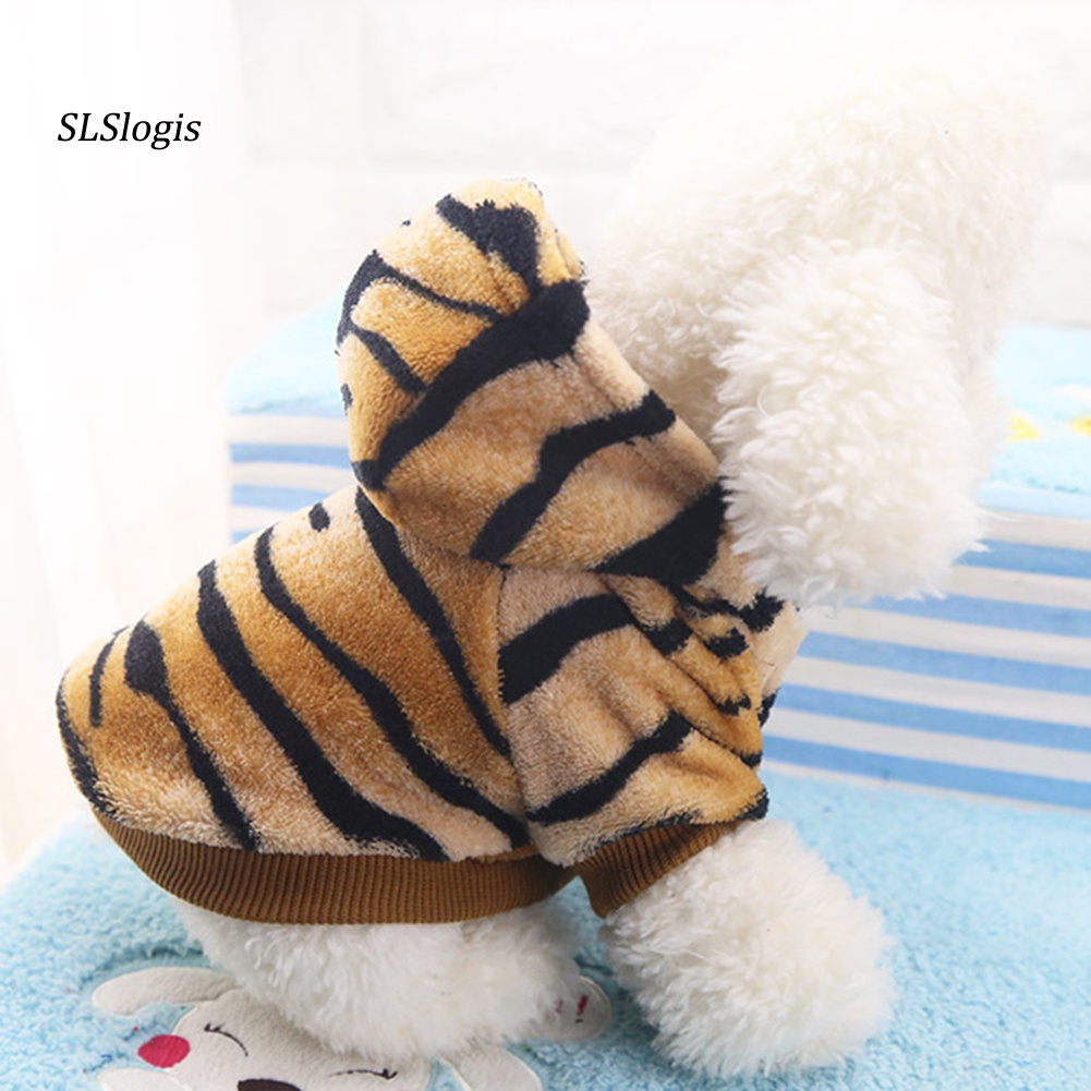 Sgw_áo Khoác Hóa Trang Mùa Đông Phong Cách Hổ Bằng Vải Flannel Ấm Áp Cho Cún Cưng