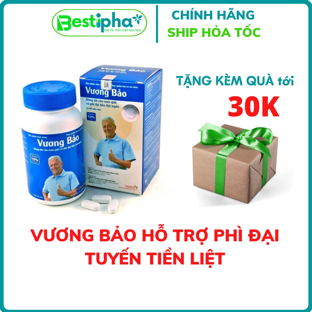Vương Bảo viên uống hỗ trợ đại tiền liệt tuyến, cải thiện rối loạn tiểu tiện ở nam giới lọ 80 viên