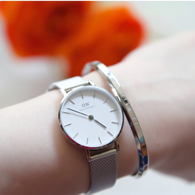 [𝐆𝐈𝐅𝐓 𝐒𝐄𝐓]Đồng Hồ Nữ Daniel Wellington Classic Petite Sterling White & Vòng Tay DW Cuff Chính Hãng - OtisWatch