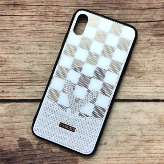 Ốp lưng kính đính đá sọc caro dành cho iPhone XS MAX