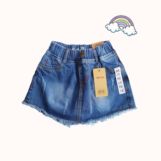 Quần Short Giả Váy Jean Bé Gái Tua Rua Gấu SILBERKIDS