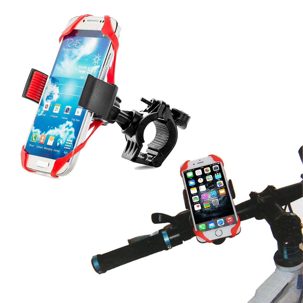 PEWANY Universal Phone Bracket MTB GPS Stands Bicycle Phone Holder For Bicycle Handlebar 360 Degree Rotation Navigation with silicone bands Mountain Bike Anti-slip Mobile Phone Stand/Multicolor