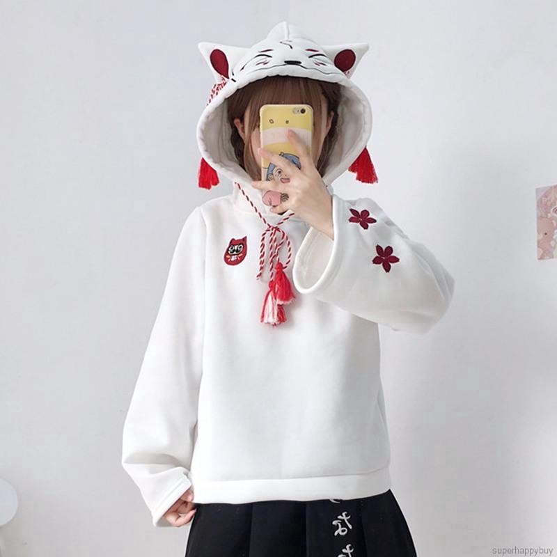 [ Mã FAGREEN1505 giảm 10% tối đa 30K đơn 99K] Áo hoodie họa tiết tai mèo phong cách Nhật Bản đáng yêu | BigBuy360 - bigbuy360.vn