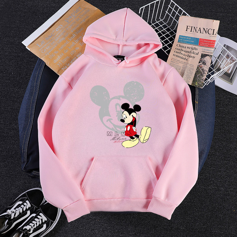 Áo Hoodie Lông Cừu Dáng Rộng In Họa Tiết Hoạt Hình Phong Cách Hàn Quốc Thời Trang Thu Đông Cho Nữ