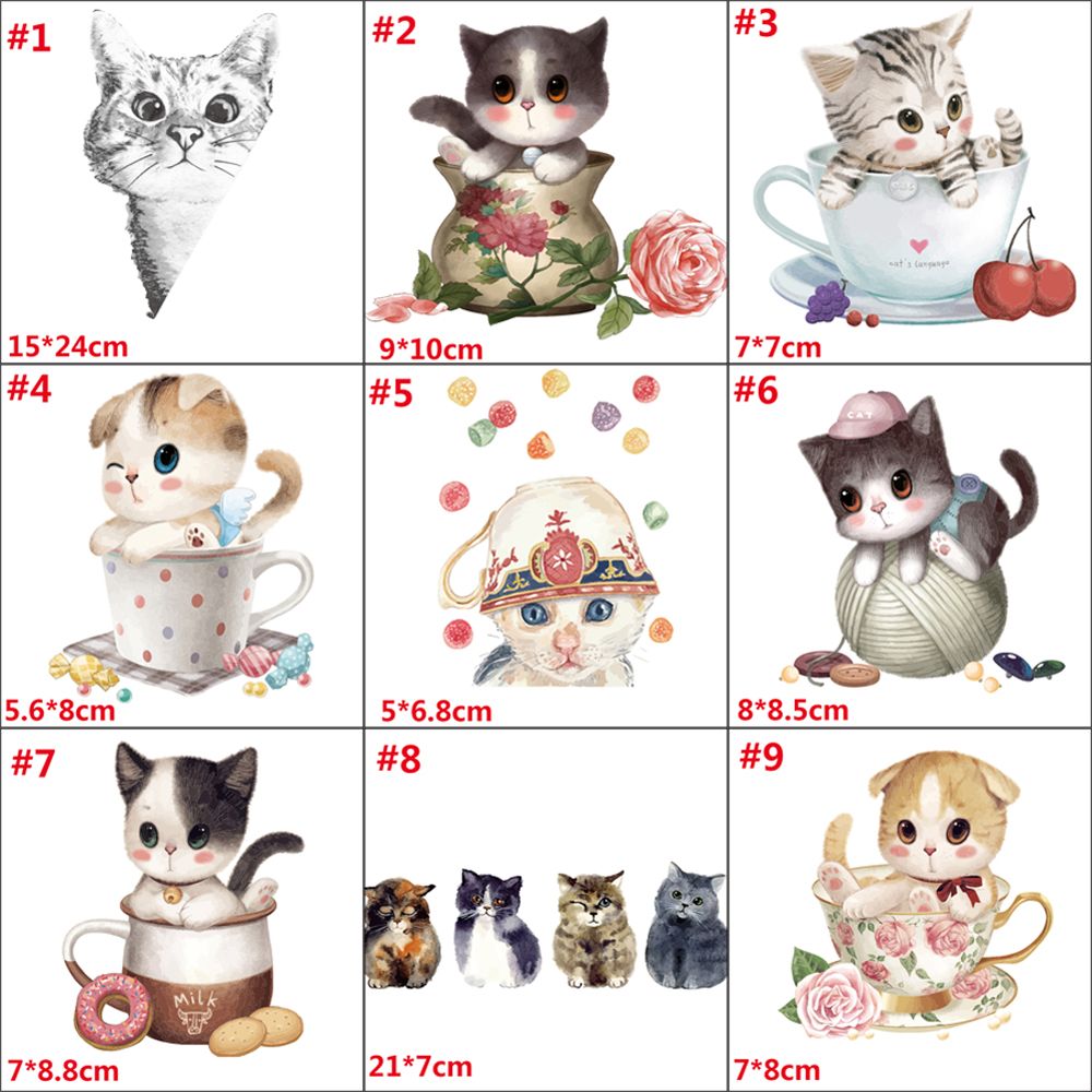 Sticker Ủi Thêu Hình Mèo Dễ Thương