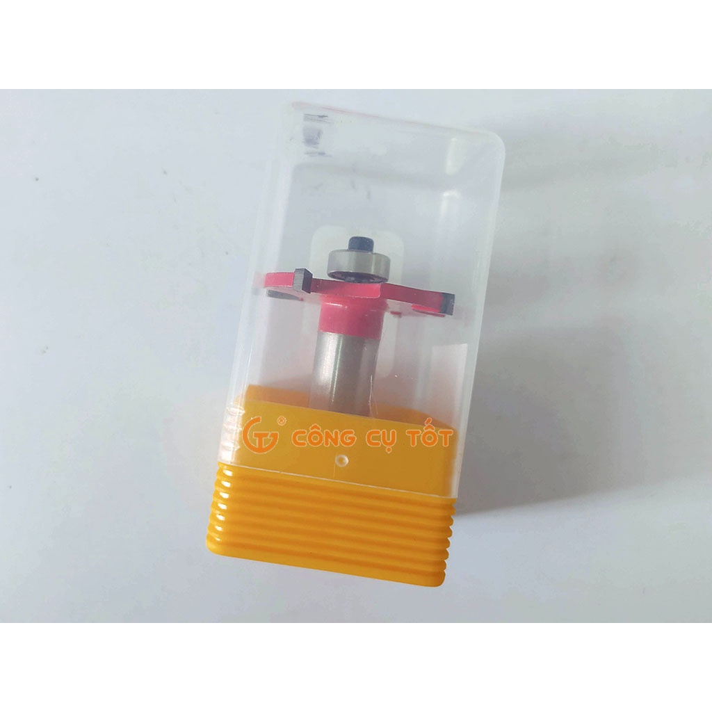 Mũi cuốc gỗ 4 cánh đầu bi đỏ Φ42x4Tx4 chân 12.7mm rộng 4mm sâu 15mm