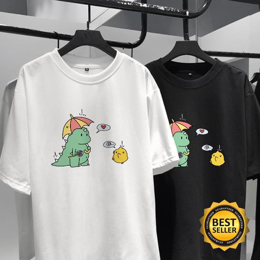 🔥BÁN CHẠY🔥 Áo Thun Đôi Tay Lỡ Nam Nữ Khủng Long Yêu Gà Cực Đẹp shop uy tín