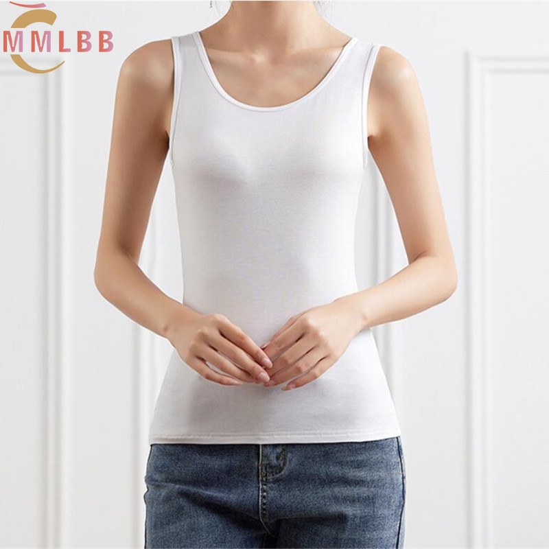 Áo thun cotton sát nách màu trắng đen phong cách Hàn Quốc cho nữ