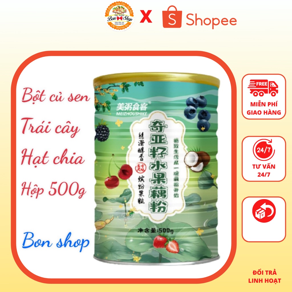 BỘT CỦ SEN TRÁI CÂY HẠT CHIA 500G