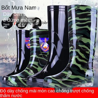 giày đi mưa ống cao nam đế dày gân chống thấm nước axit và kiềm ấm bằng cotton bảo hộ lao động trơn trượt từ trung b