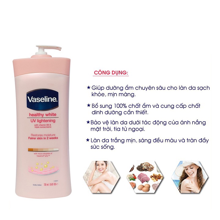 Dưỡng Thể Vaseline Healthy White Uv Lightening Body Lotion 725ml