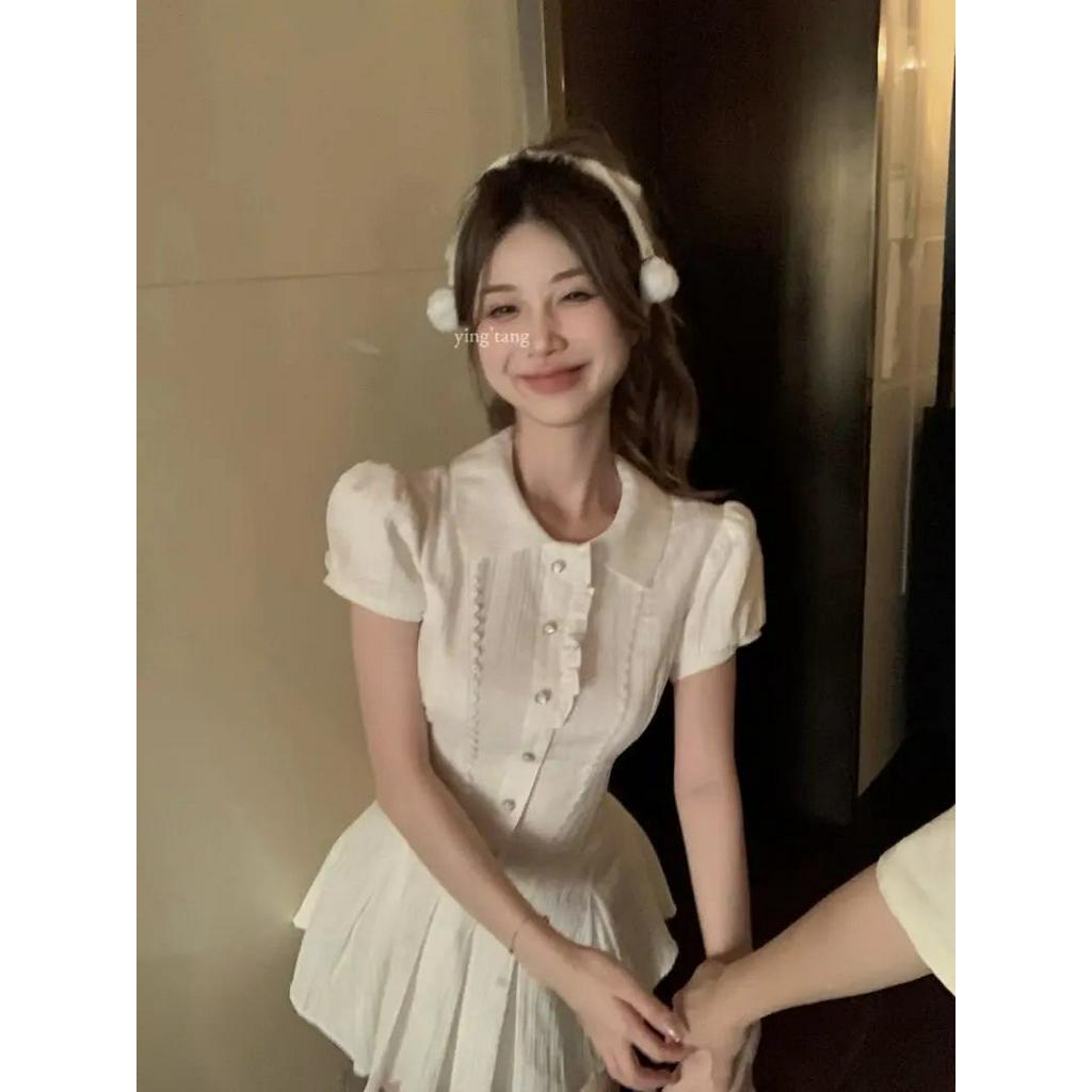 Váy Ngọt Ngào Cho Nữ của Mùa Hè  Phong Cách Mới cổ polo sơ mi, váy nữ