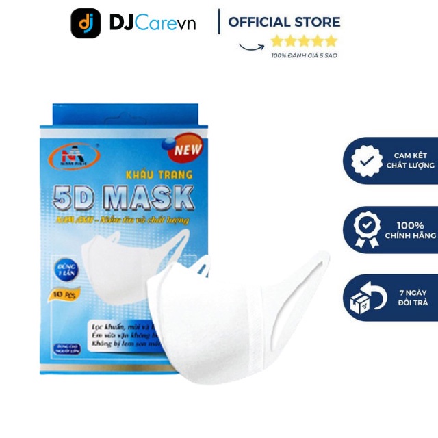 Hàng Mới Về - Hộp Khẩu Trang Kháng Khuẩn Famapro 5D Mask Quai Vải (10 cái/Hộp)