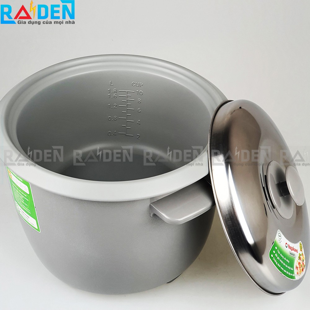 Nồi cơm điện nắp rời 1.8L Nagakawa NAG0127 thích hợp cho 4 - 6 người ăn