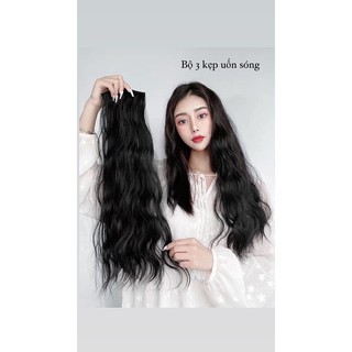 Bộ 3 tóc kẹp tóc giả uốn sóng xù