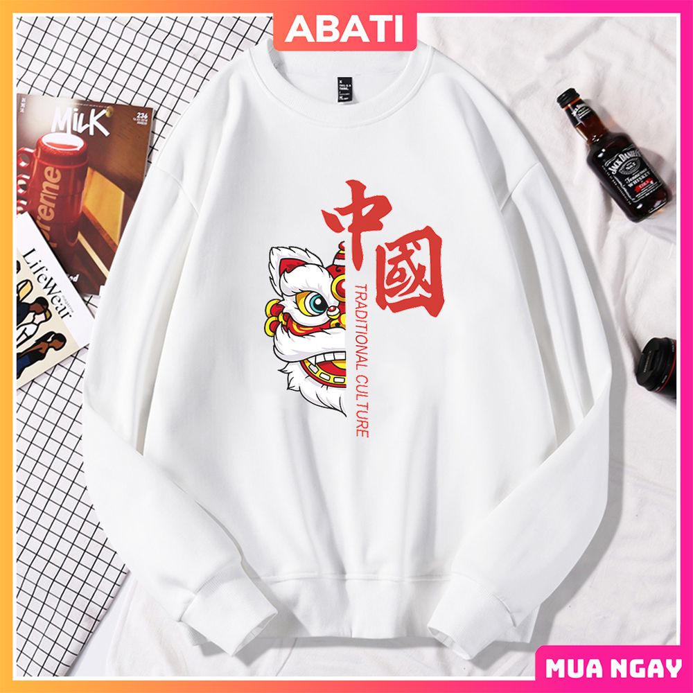 Áo nỉ sweater nam nữ cổ tròn dài tay ấm áp ABATI Áo nỉ mùa đông form rộng vải nỉ bông ấm áp phong cách hàn quốc