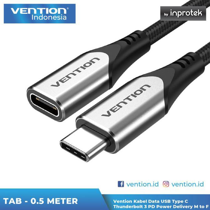 Vention Dây Cáp Dữ Liệu Usb Type C Thunderbolt 3 Pd M Sang F - Tab 0.5m