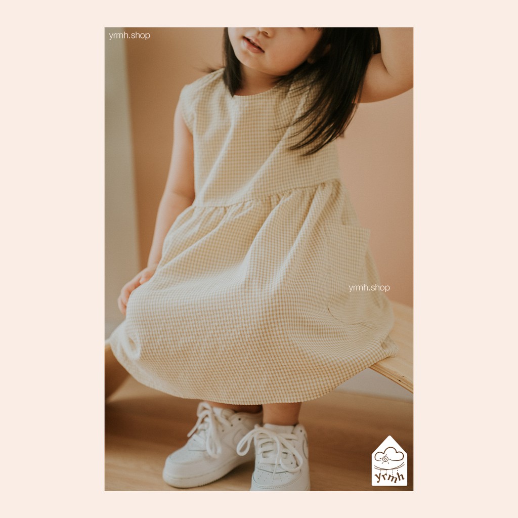 Đầm sát nách caro cho bé gái 2-6 tuổi - LEMON DRESS