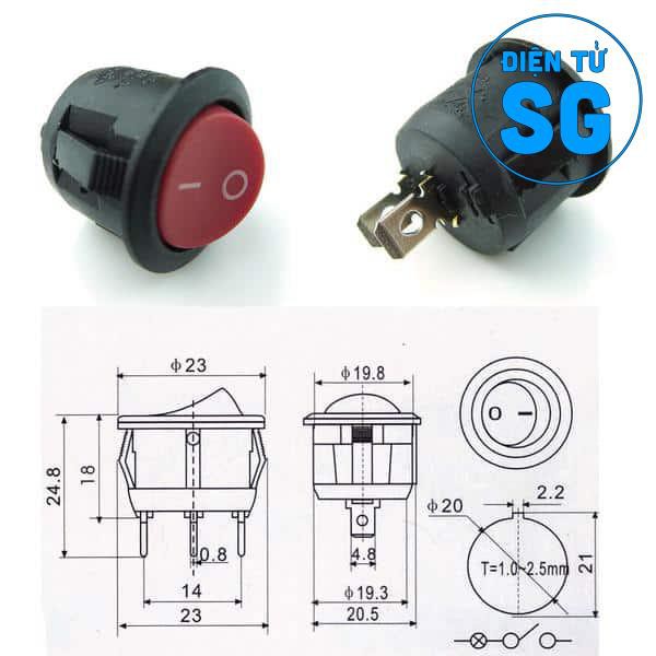 Công tắc bập bênh tròn KCD1-3 20mm