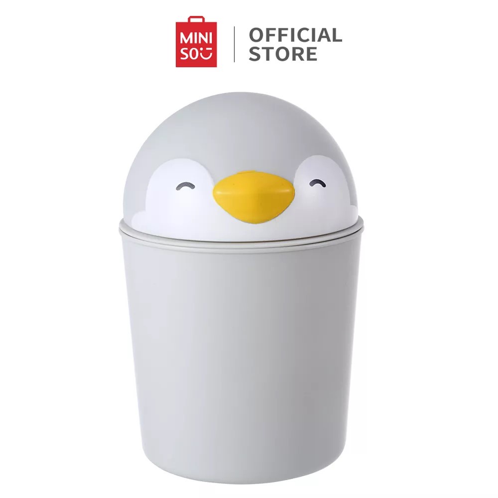 Thùng rác mini để bàn Miniso hình khủng long/ cánh cụt/ chó shiba dễ thương nhỏ gọn tiện lợi