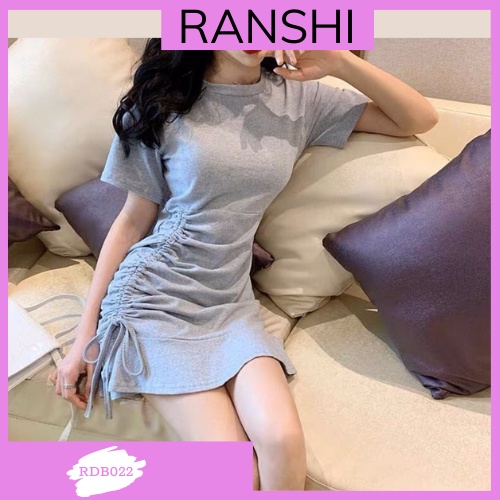 Váy Body Cổ Tròn Đuôi Cá RANSHI Đầm Basic Rút Dây Trẻ Trung Năng Động Siêu Xinh Cho Nữ - RBD022