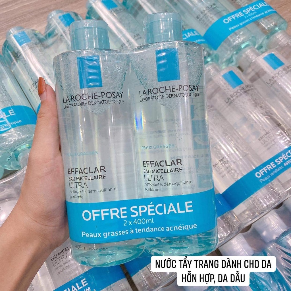 Nước Tẩy Trang Laroche Posay 400ML - LA ROCHE POSAY XANH LÁ CHO DA DẦU, MỤN - TRẮNG CHO DA NHẠY CẢM