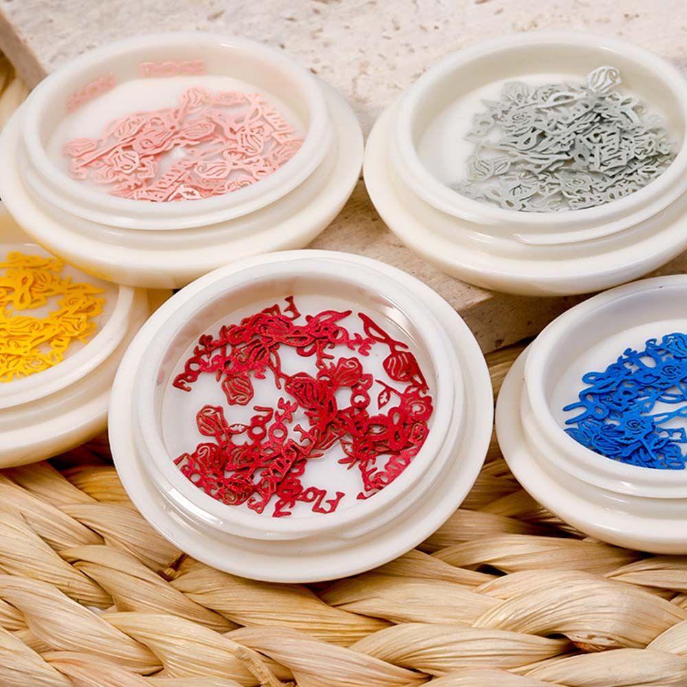 Set 50 Phụ Kiện Trang Trí Móng Tay Nghệ Thuật Hình Hoa Hồng Chất Liệu Bột Gỗ Siêu Mỏng