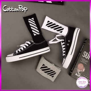 Tất offwhite cao cổ nam unisex- vớ nam cao cổ offwhite rằn ri và trơn