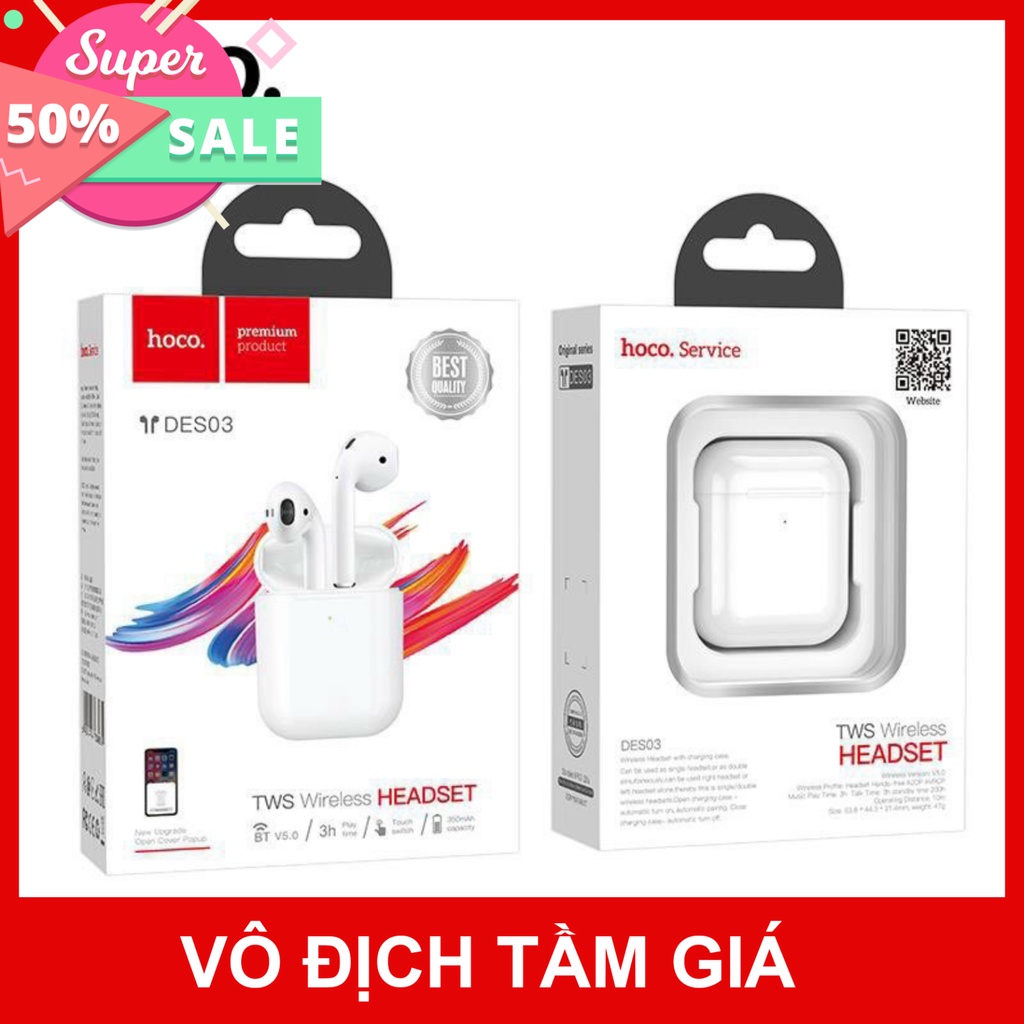 Tai Nghe Bluetooth Chính Hãng Hoco EW03 /DES03. Chống ồn,Cảm Biến,Định vị, Đổi Tên.Dùng Cho IOS và Androi TG