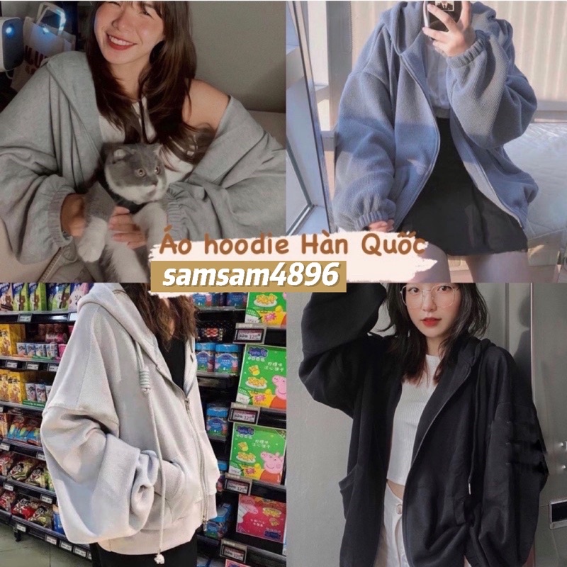 Áo Khoác Hoodie Bo Tay Bồng  Nữ [FREESHIP] 🌸 Jacket nỉ form rộng màu ĐEN | XÁM | XANH cá tính Ulzzang 🌸 | BigBuy360 - bigbuy360.vn
