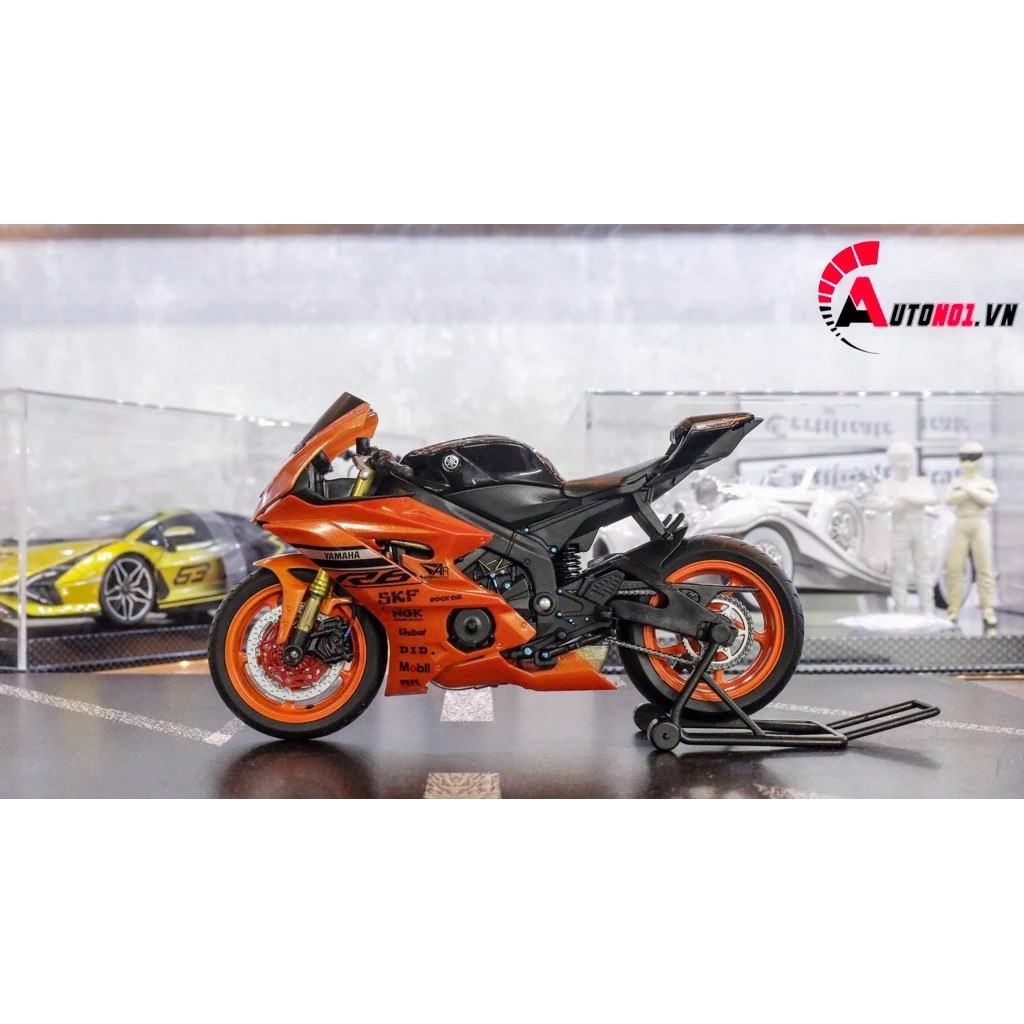 MÔ HÌNH XE YAMAHA R6 ORANGE ĐỘ MÂM - PÔ KIM LOẠI AUTONO1 D163