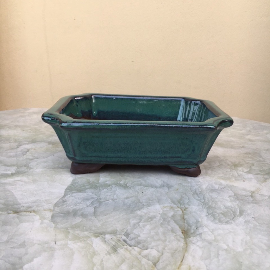 Chậu bonsai Chữ nhật vát mini men hỏa biến gốm Bát tràng 1 size BM-148 -hm
