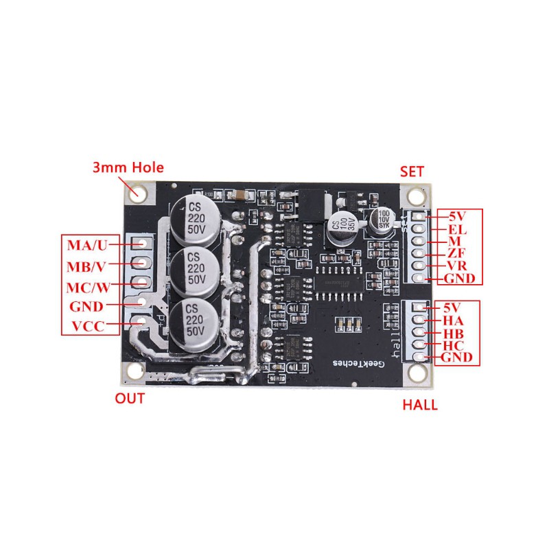 Bảng Mạch Điều Khiển Tốc Độ Động Cơ Không Chổi Than Bldc 15a 500w Dc12V-36V