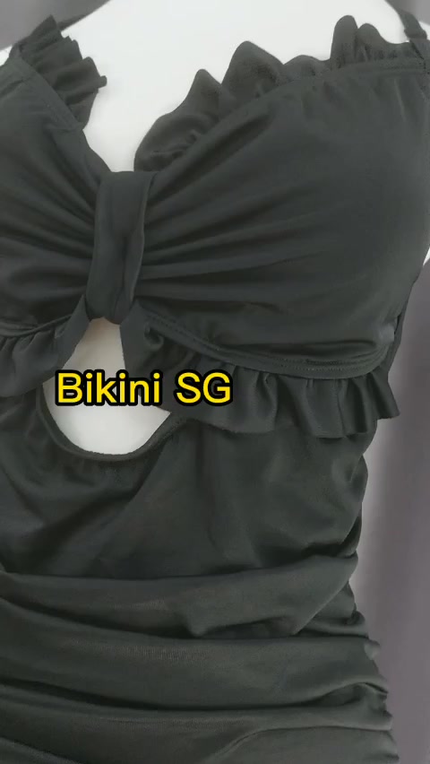Đồ bơi nữ 1 mảnh liền thân màu đen nhún bèo che khuyết điểm tốt phong cách Hàn Quốc đi biển siêu xinh Bikini SG | BigBuy360 - bigbuy360.vn