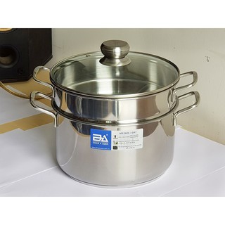 BỘ NỒI XỬNG HẤP INOX ĐÔng Á COOK 28CM 2 TẦNG VUNG KÍNH CƯỜNG LỰC