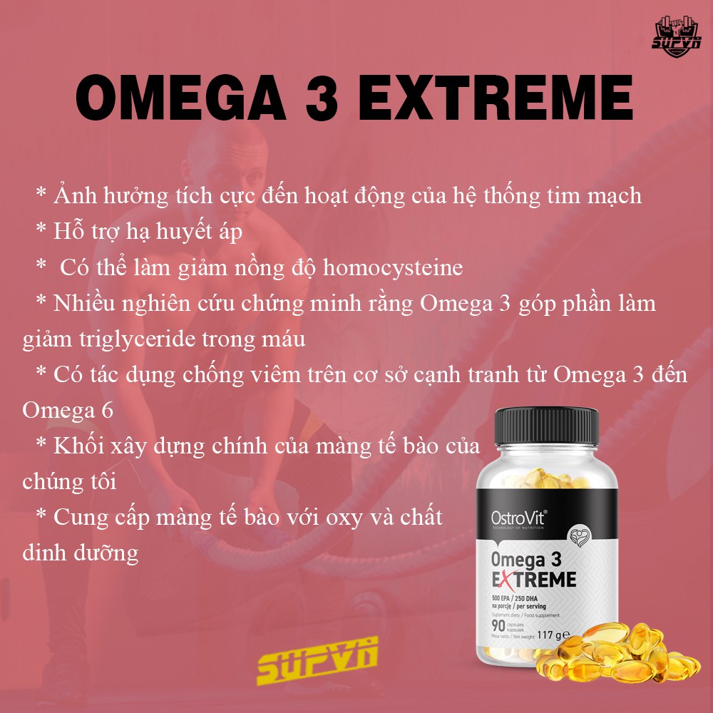 Omega 3 Extreme Ostrovit (90 viên) - Dầu cá Fish oil cô đặc thành phần cao gấp 3 lần 500EPA / 250DHA