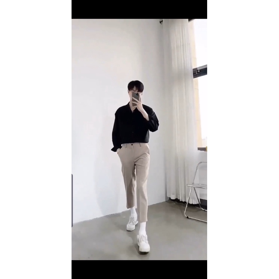 Combo baggy Nam  QUẦN ĐEN,GHI XÁM.TRẮNG KEM , ÁÓ SƠ MI TRẮNG  Dài Tay Dáng Rộng đẹp