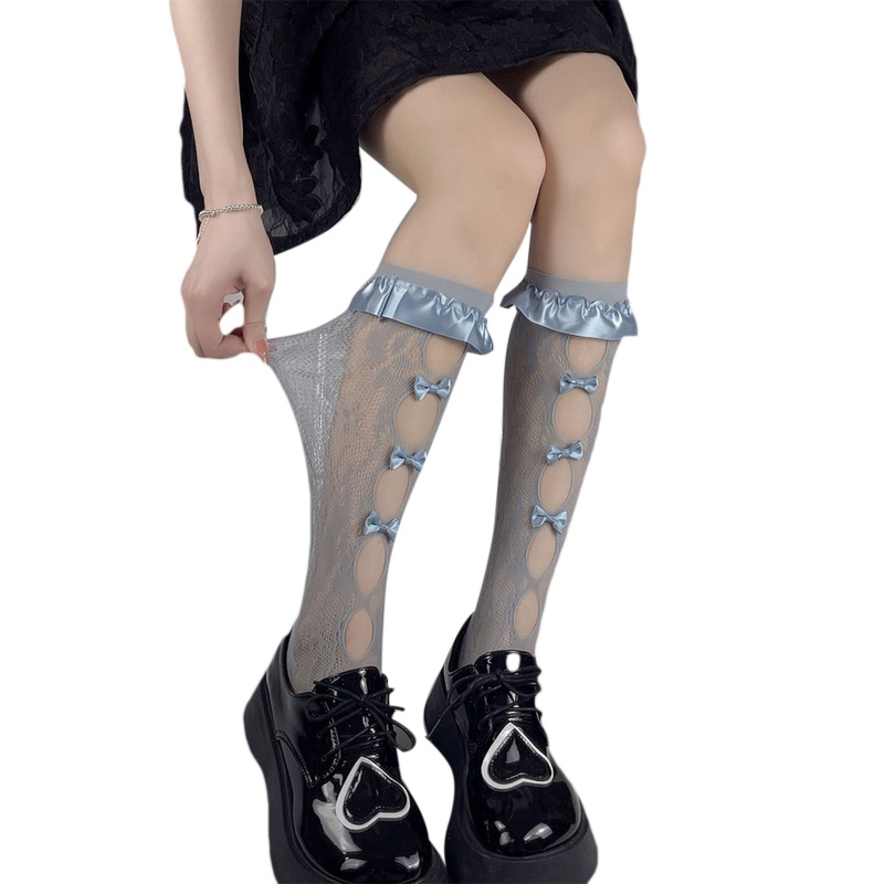 XIXI Tất Dài Qua Gối Co Giãn Đính Nơ Phong Cách Lolita