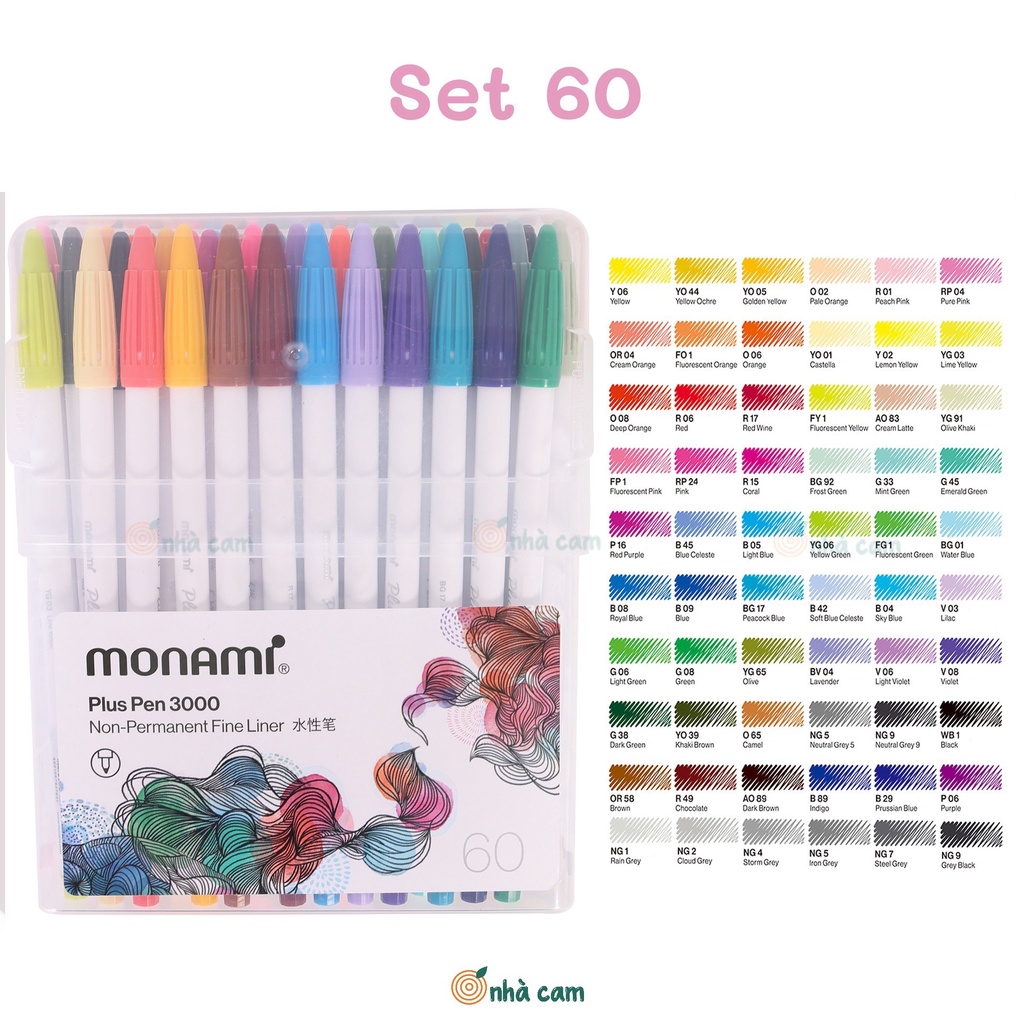 [Tặng Hộp] Set Bút Monami Plus Pen 3000 Nhà Cam