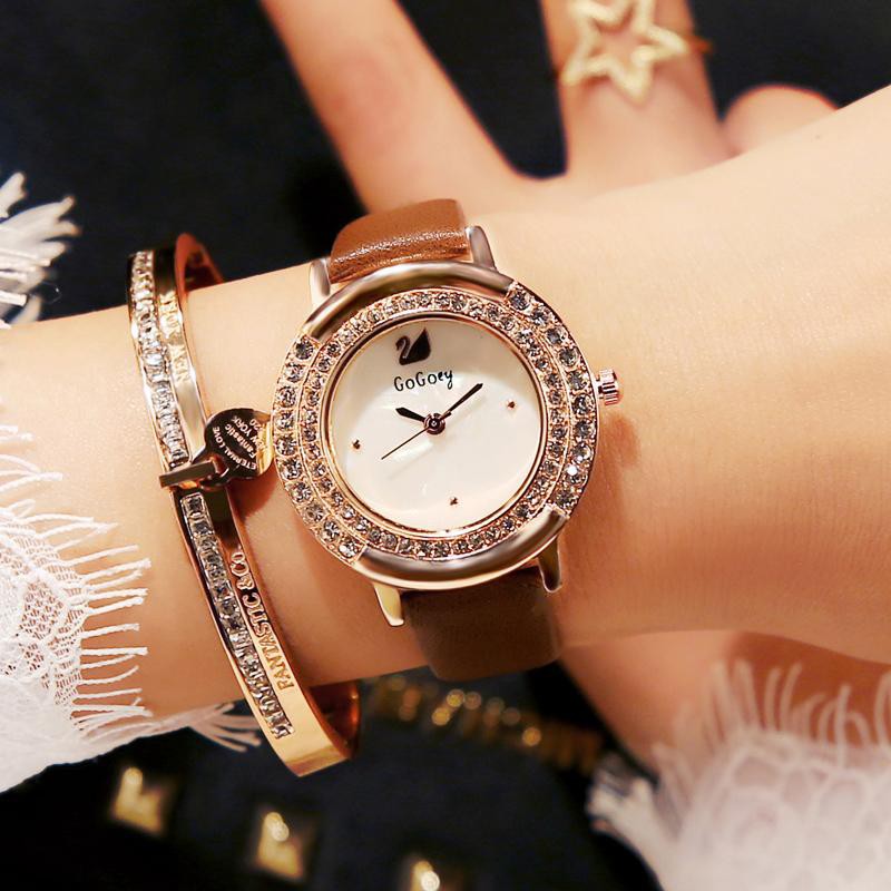Đồng Hồ Nữ GOGOEY 291 Viền Đá Cao Cấp Chống Nước 3ATM Dây Da Trẻ Trung | BigBuy360 - bigbuy360.vn