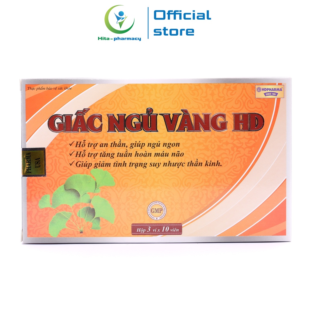 Viên uống ngủ ngon thảo dược Giấc Ngủ Vàng HDPHARMA giảm mất ngủ - 30 viên [Giấc Ngủ Vàng HD Vàng]