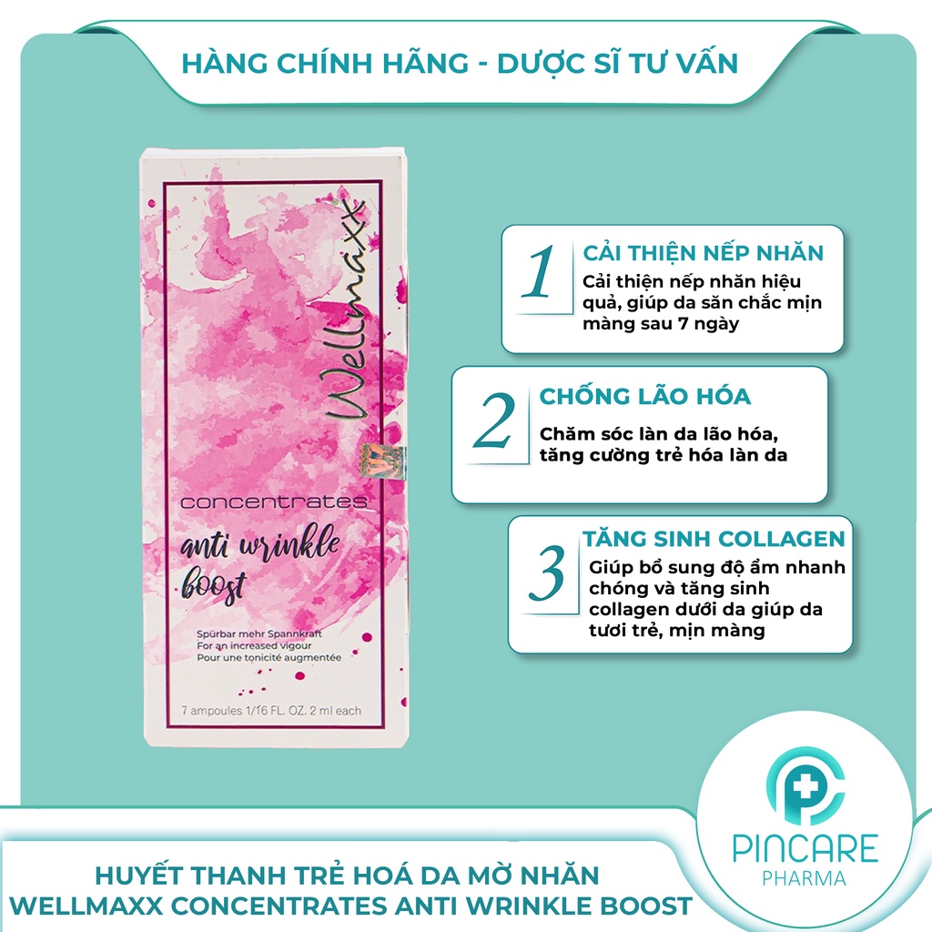 Huyết thanh xóa nhăn trẻ hóa da Wellmaxx Concentrates Anti Wrinkle Boost (7 ống) - Hàng chính hãng - Nhà thuốc PinCare