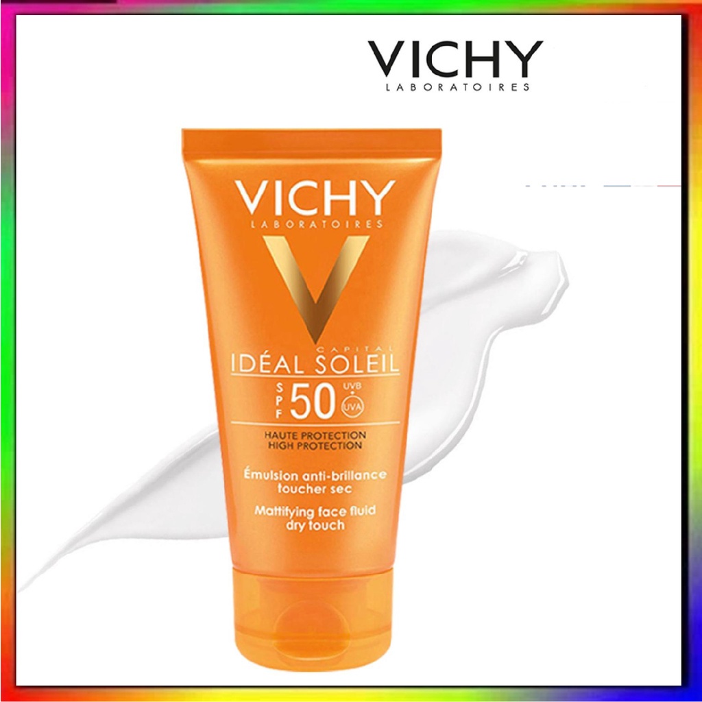 Kem chống nắng Vichy SPF50 cho da dầu mụn nhạy cảm hỗn hợp thiên dầu không đổ dầu vật lý, hóa học Queen Beauty - KCN